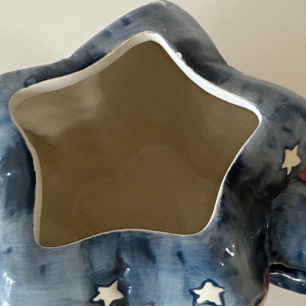 Patriotic Star Ceramic Teapot Décor - Blue & Red 7" - Picture 5 of 5
